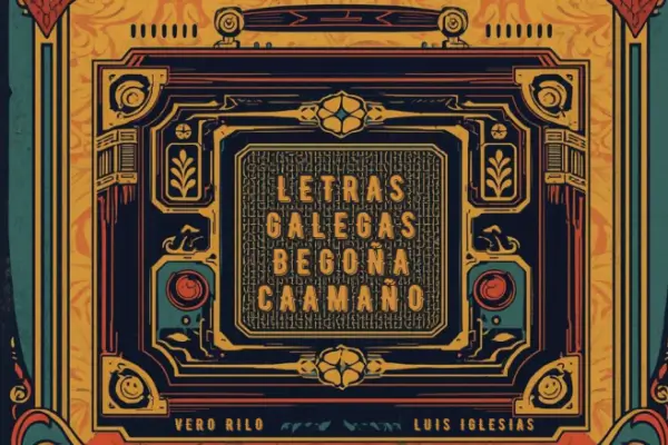 Ilustración de un micrófono y elementos relacionados con la radio para 'As mil e unha'.